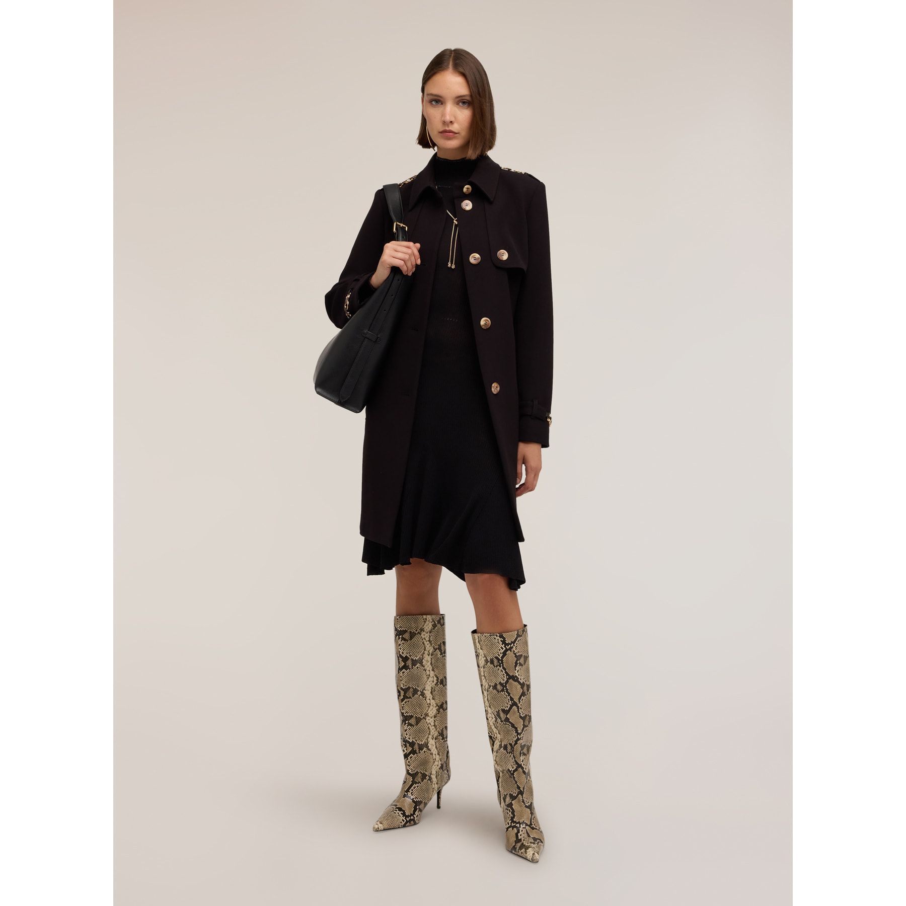 Motivi - Trench con cinturón mezcla viscosa - Negro