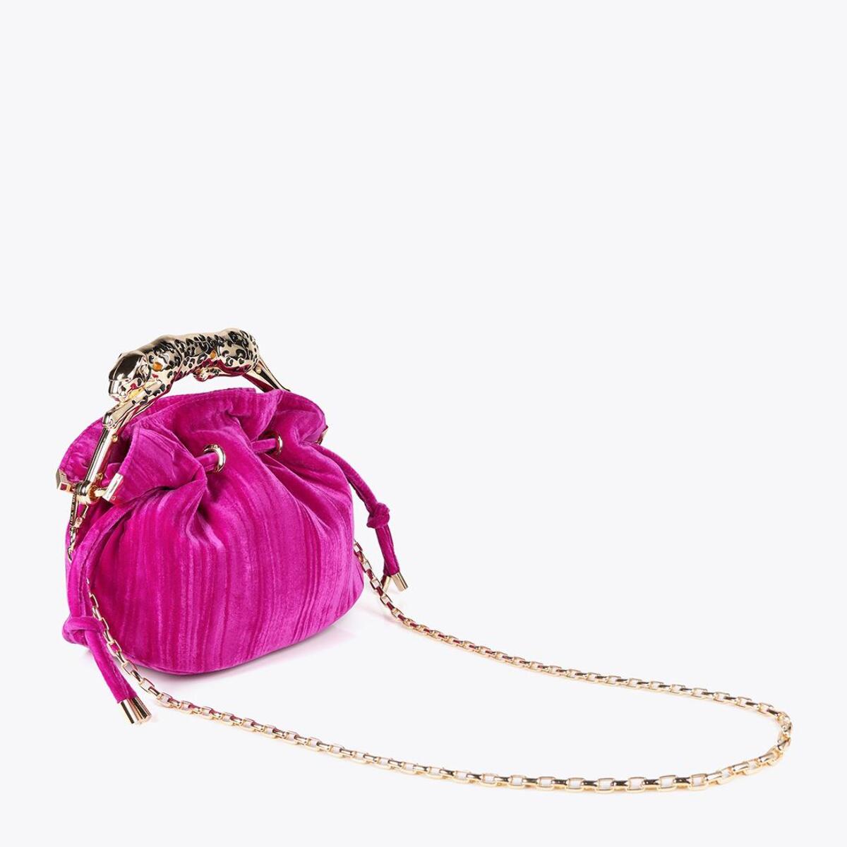 Borsa in Tessuto Plissettato con Manico Leopardo Metallico