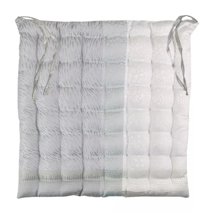 Galette de chaise pur coton enduit motif jacquard Mille matieres vapeur