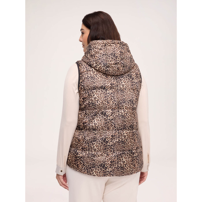 Fiorella Rubino - Piumino reversibile smanicato con stampa macula - Beige