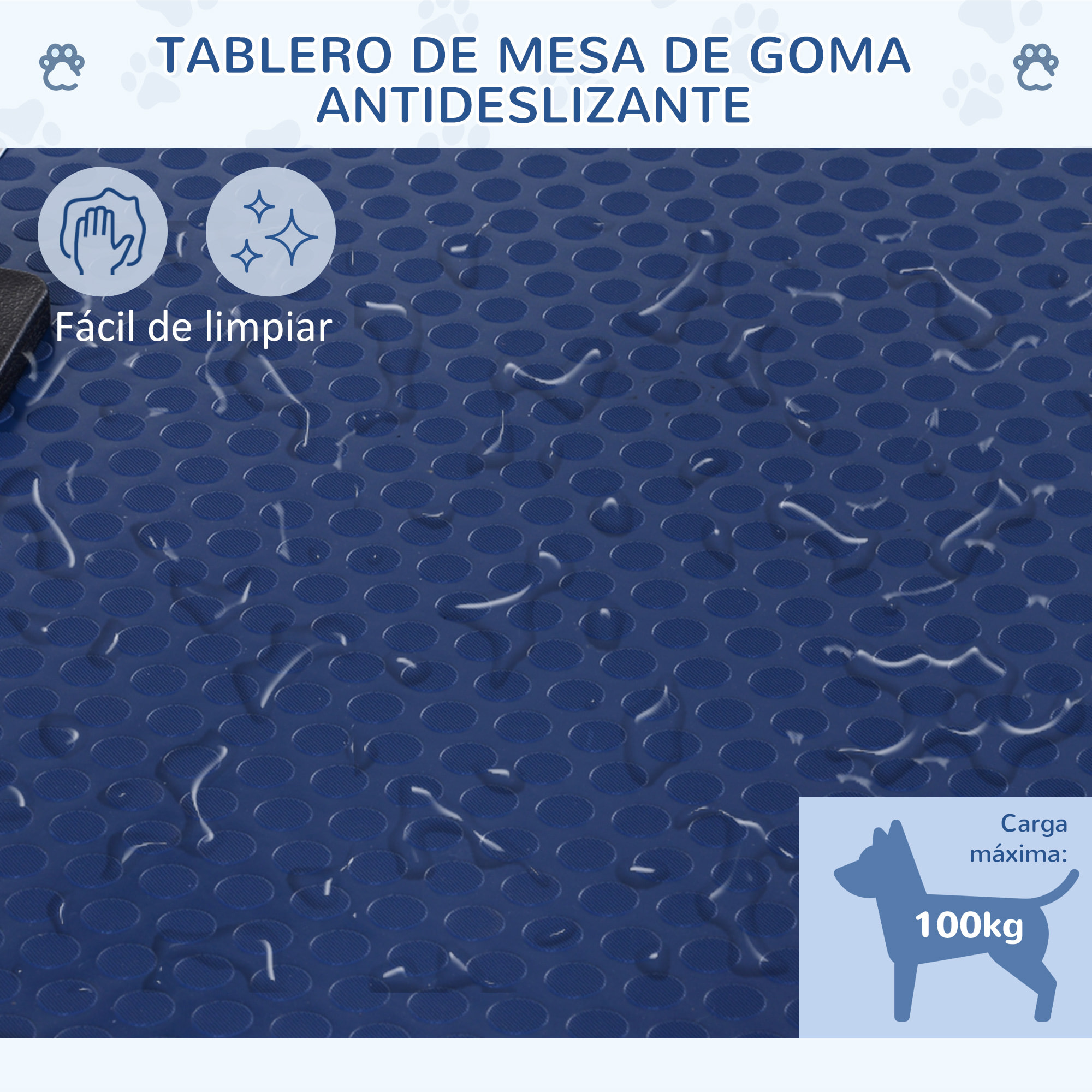 Conjunto para Mascotas Juego de Secador de Pelo para Perros 2800W y Mesa de Peluquería para Mascotas Plegable con Altura Ajustable 40x16x20 cm 107x60x170 cm Negro y Azul