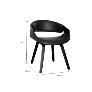 Fauteuil design noir et bois foncé noyer ARAMIS