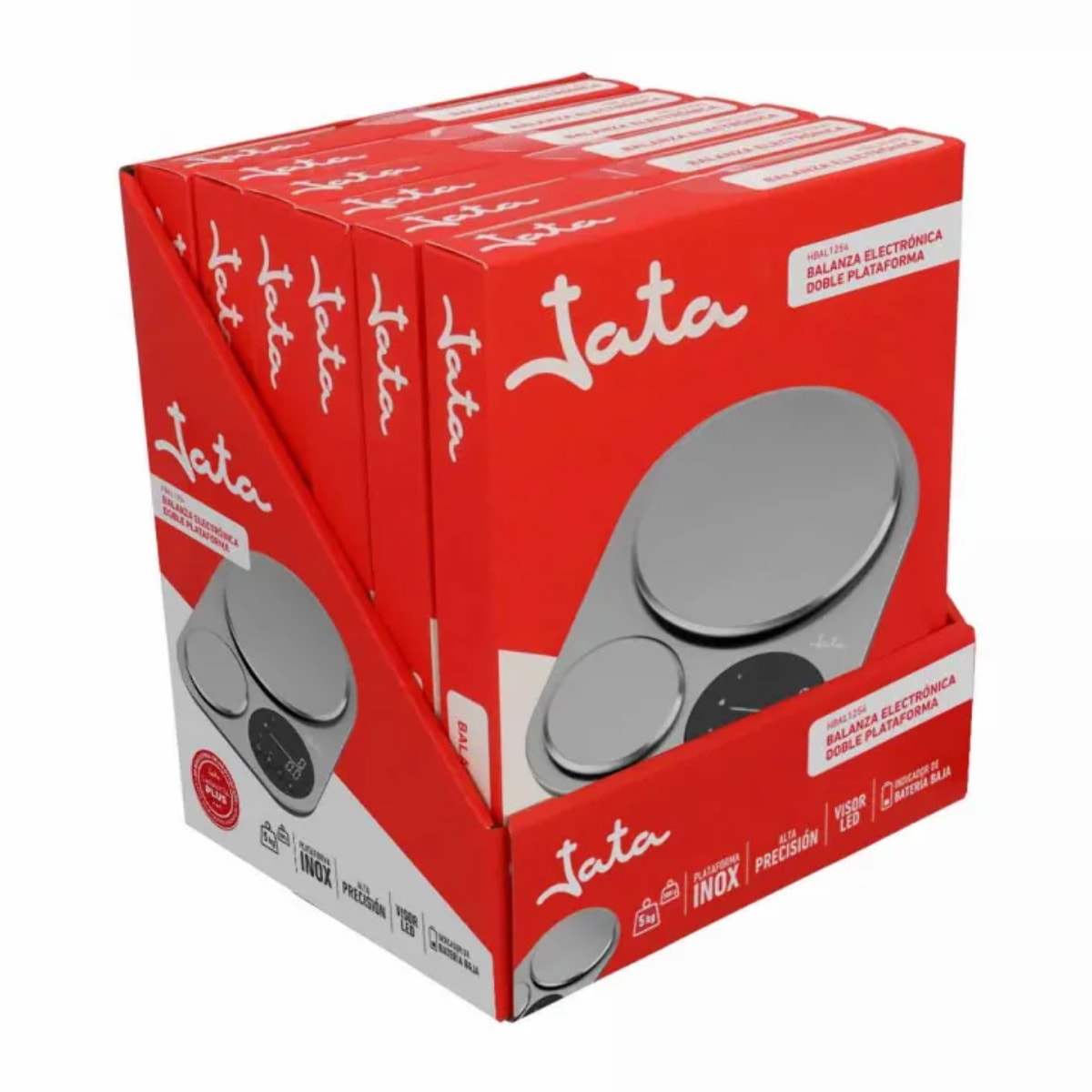 Báscula de cocina JATA HBAL1254 con doble plataforma. Hasta 5 kg. Alta precisión. Acero inoxidable