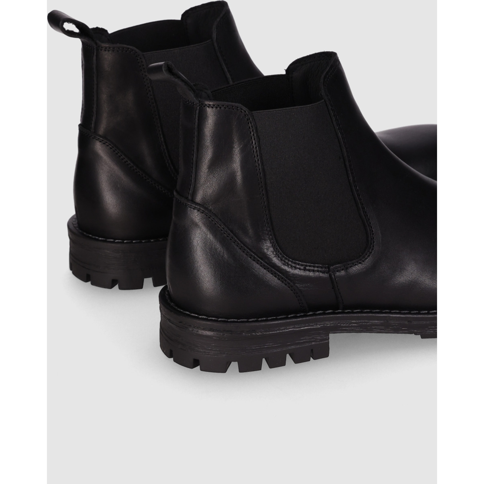 Botines de Piel - Negro - Tacón: Bajo