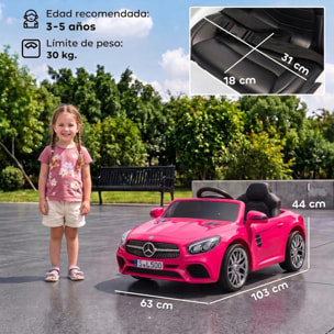 Coche Eléctrico para Niños Mercedes-Benz SL500 Coche de Batería Litio 12V con Mando a Distancia 2,4 G 2 Motores Suspensión Arranque Suave Luces Música Claxon Bluetooth 3-5 Años 3-5 km/h Rosa