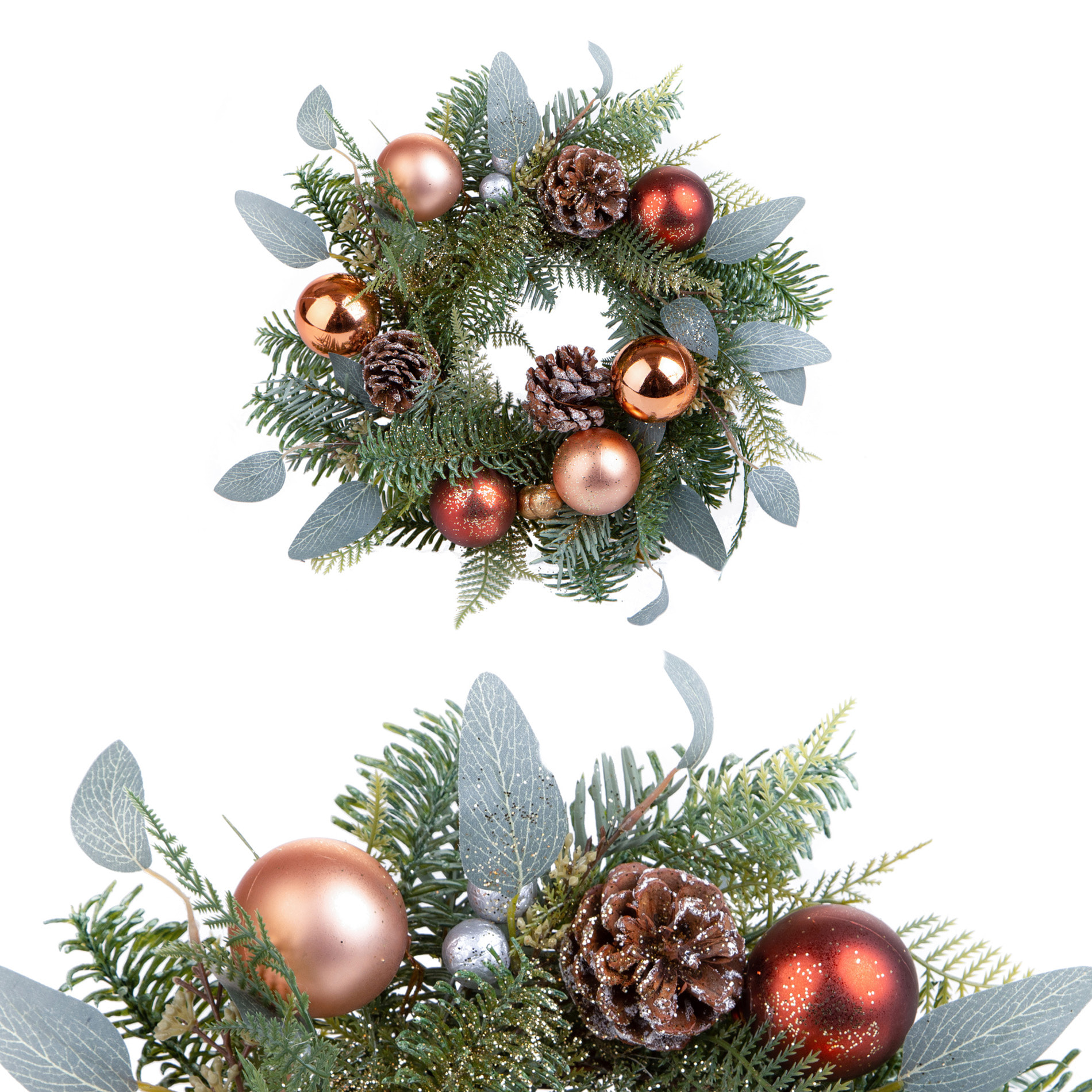 Corona Di Natale Con Sfere. Diametro 30 Cm - Pezzi 1 - 30X5X30cm - Colore: Verde - Bianchi Dino - Articoli Natalizi