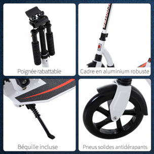 Trottinette pliable pour adulte enfant à partir 14 ans hauteur guidon réglable alu blanc