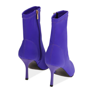Ankle boots viola in lycra, tacco 8,5 cm