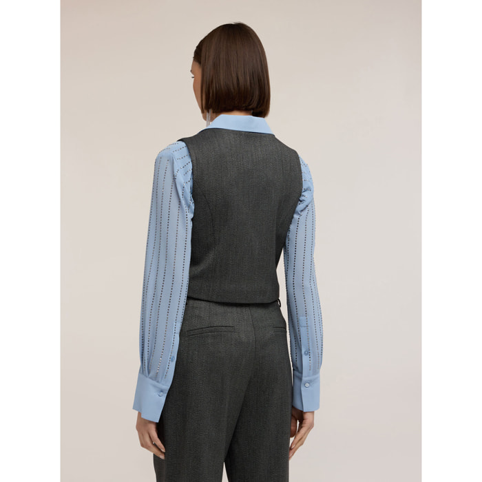 Motivi - Gilet sartoriale con bottoni e fodera - Grigio