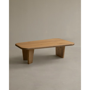 Mesa de centro de madera maciza de álamo con tres patas de 100cm Alto: 30 Largo: 100 Ancho: 58