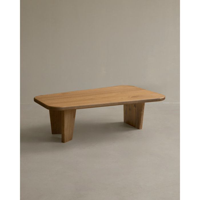 Mesa de centro de madera maciza de álamo con tres patas de 100cm Alto: 30 Largo: 100 Ancho: 58