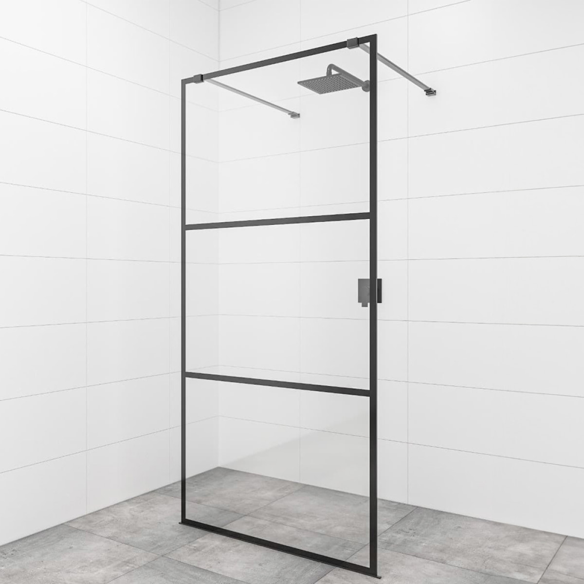 Walk-In set complet paroi de douche à l'italienne 90 cm, anti-calcaire, verre transparent, noir (SIKOWI90CP-SET)