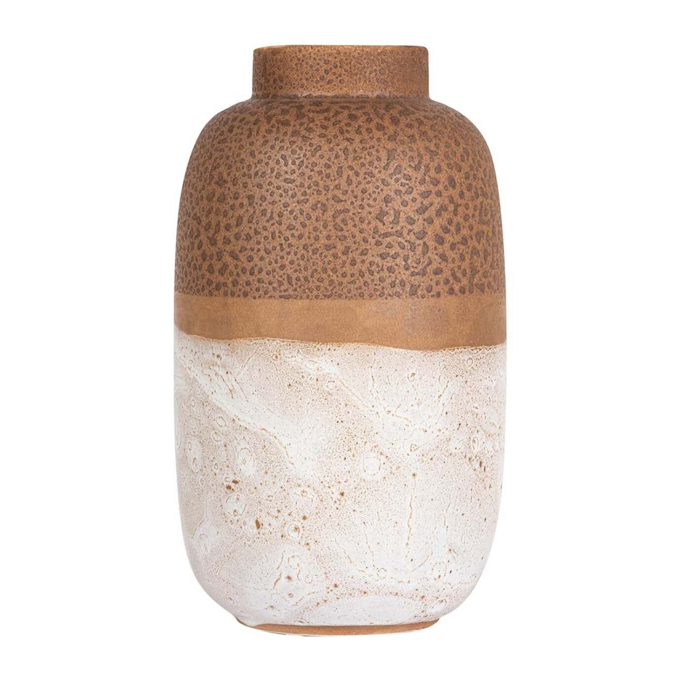 Florero Ceramica Marron Blanco 20x20x34 Cm