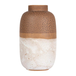 Florero Ceramica Marron Blanco 20x20x34 Cm