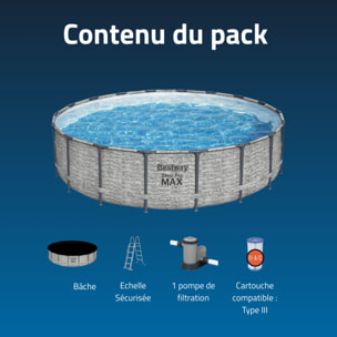 Bestway Piscine hors sol - Ronde - Steel Pro Max - Décor pierres - 549 x 122 cm