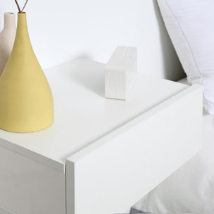 HOMCOM Set de 2 Mesitas de Noche Flotantes con 1 Cajón Diseño Montado en la Pared Estilo Moderno para Dormitorio 40x30x15 cm Blanco