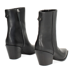 Tronchetti neri in vera pelle con tacco 7,4 cm
