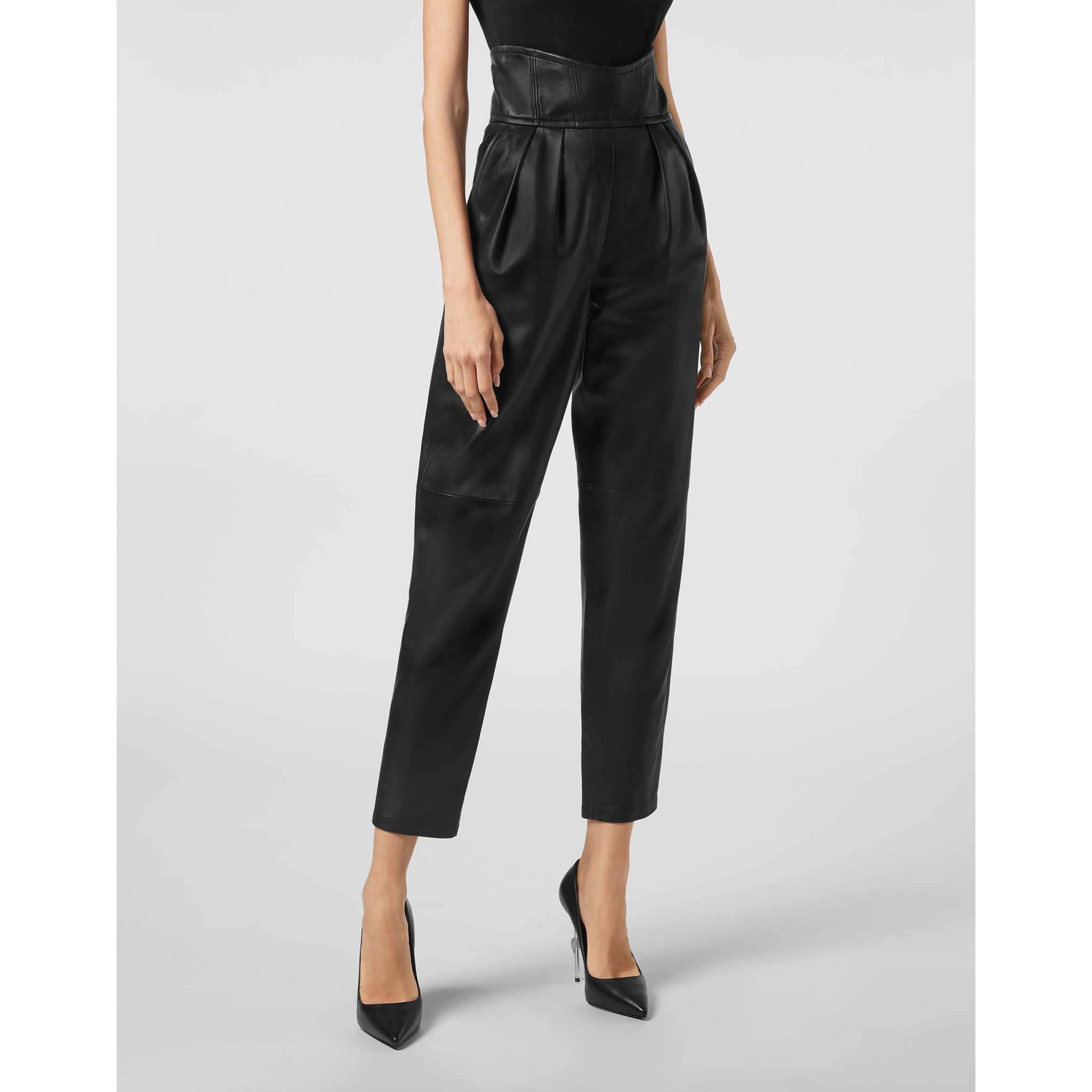 PHILIPP PLEIN Pantalones de cuero ICONIC PLEIN