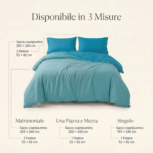 Parure copripiumino singolo in cotone bicolore morbido e traspirante, set sacco copripiumino con federa, design semplice ed elegante, tessuto resistente e certificato OEKO-TEX, facile da lavare, comfort naturale per uso quotidiano