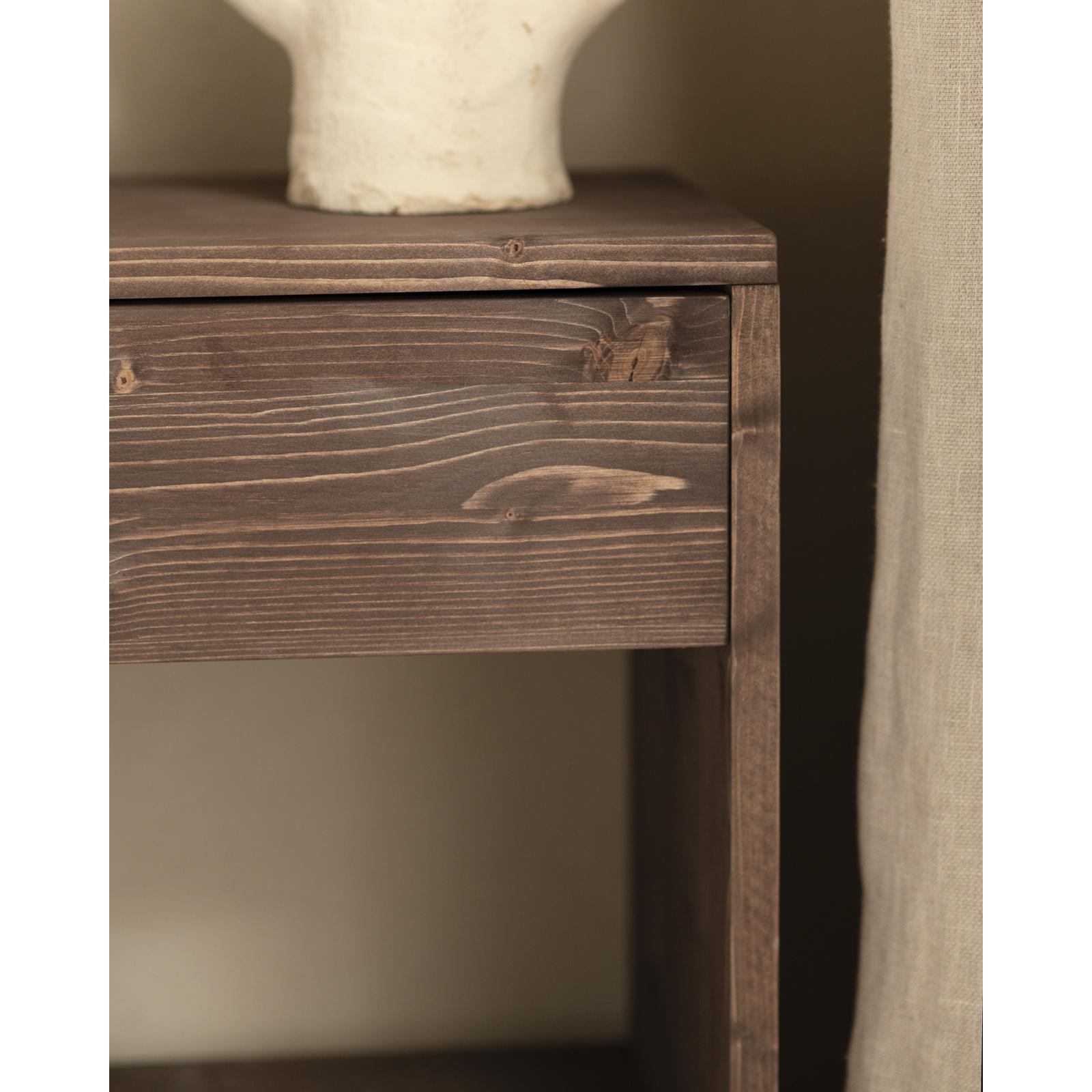Table de chevet en bois massif avec un tiroir couleur noyer 50x40cm Hauteur: 50 Longueur: 40 Largeur: 29.5