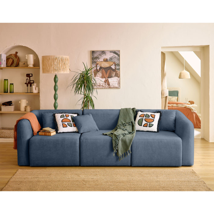 Ikare - module d'assise d'angle gauche - en tissu - Bleu