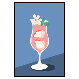 Affiche encadrée cocktail rose fruité Affiche + cadre en métal - Noir