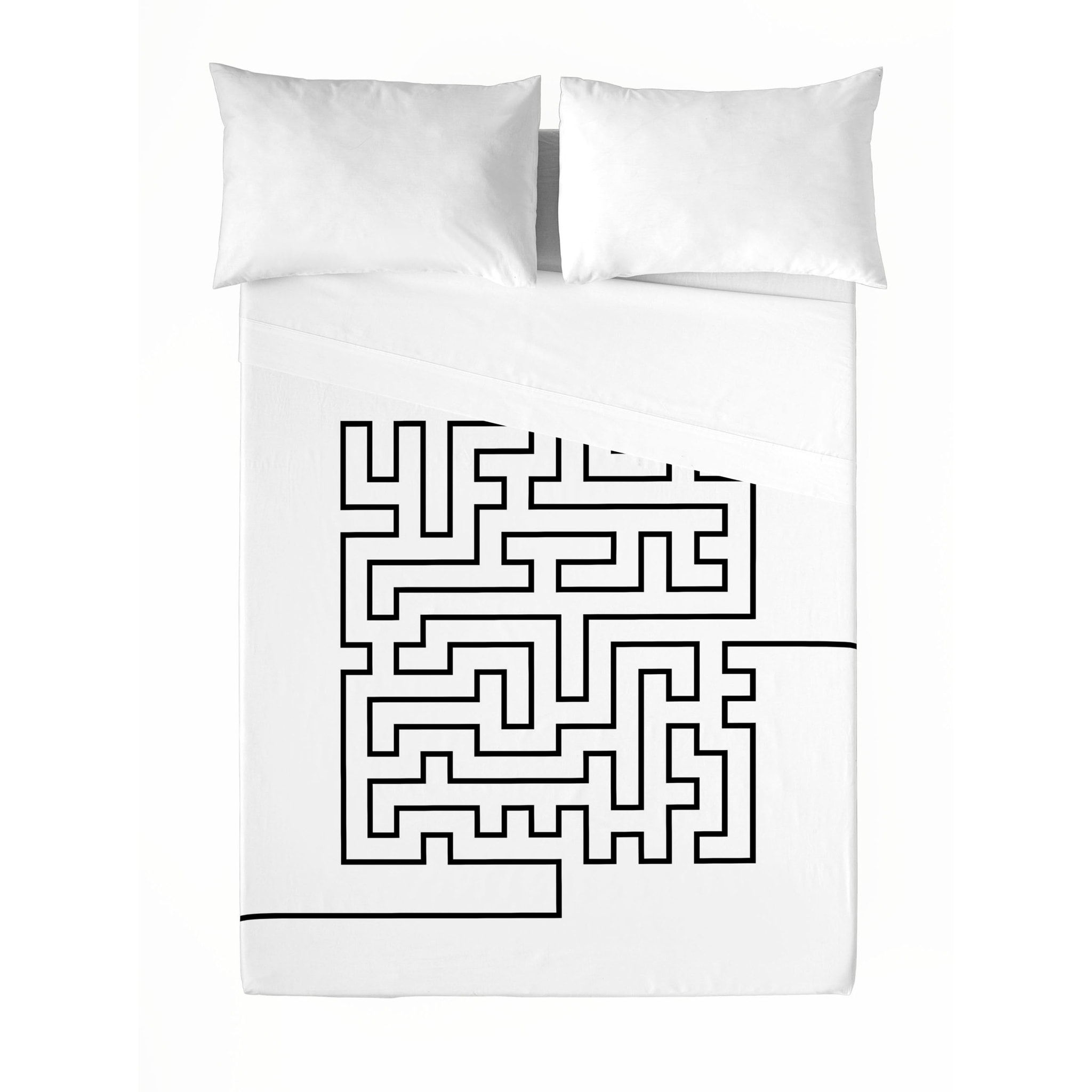 Icehome - Juego de Sábanas Estampadas - Incluye 1 o 2 Fundas de Almohada - 100% Algodón - Laberinth