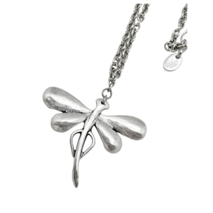 Collar largo Dragonfly en plata chapado 80cm