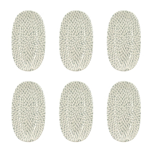 Lot de 6 assiettes ovales à motif en porcelaine 19cm JASMIN