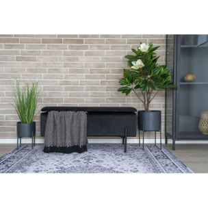 Panchina Watford in velluto nero con vano contenitore, 95 cm