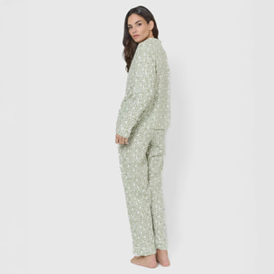 Pigiama camicia telma in cotone verde