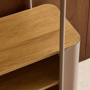 Etagère bibliothèque métal courbé et décor bois 6 niveaux MOLTO