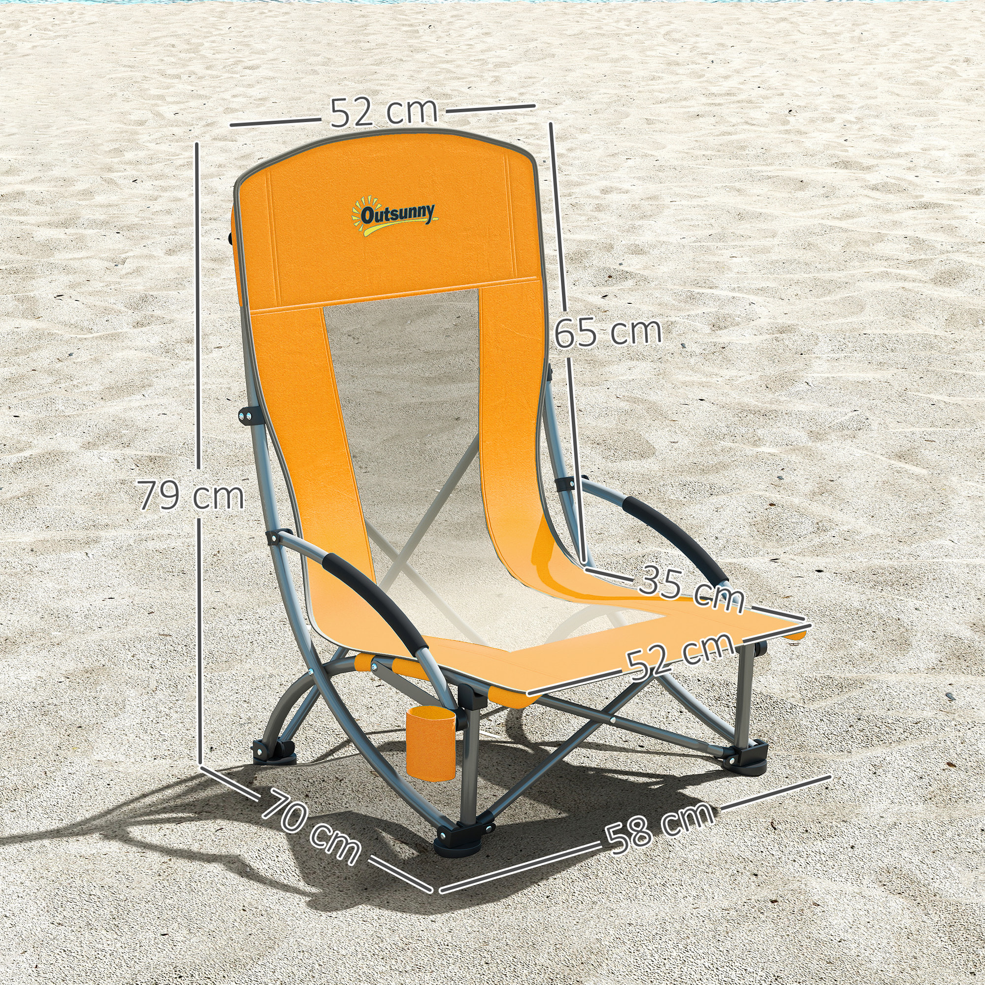 Lot de 2 chaises de plage pliantes - chaise de camping compacte légère poids net 2,7 Kg - métal polyester textilène orange
