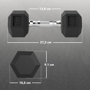 Lot de 2 haltères courtes hexagonales - ensemble d'haltères courtes - total 8 Kg - métal caoutchouc noir