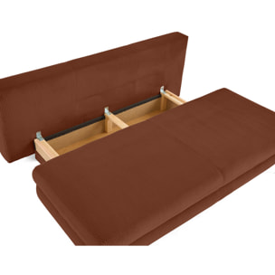 Elton - canapé 3 places convertible avec coffre en velours côtelé - Terracotta