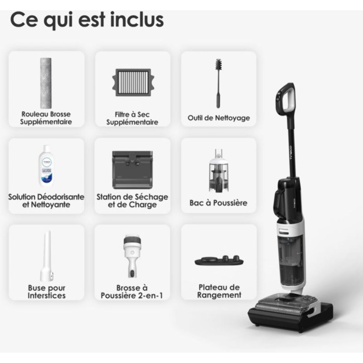 Aspirateur laveur TINECO Floor One Switch i5 Stretch Noir