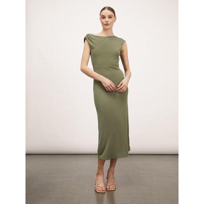 Motivi - Vestido midi con corte en la espalda - Verde