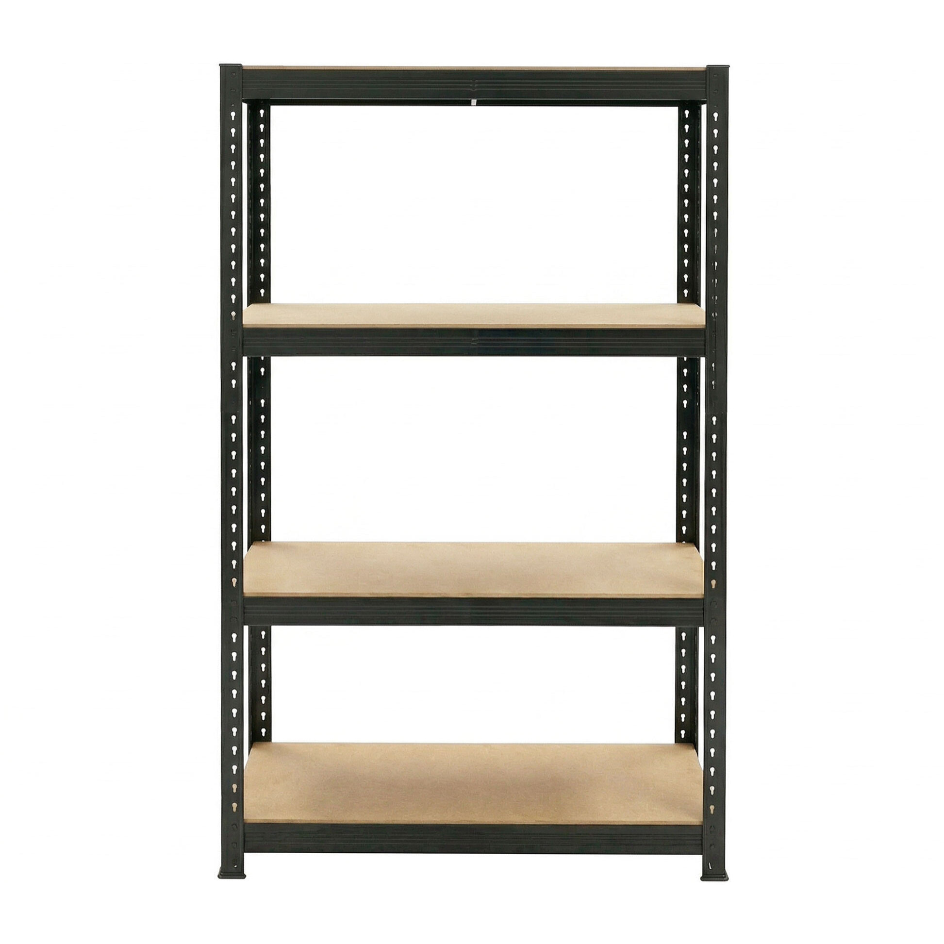 Brace 75 - Scaffale in metallo 150x73x30 cm 4 ripiani carico max 700 Kg Scaffalatura per Garage in Metallo e MDF Nero