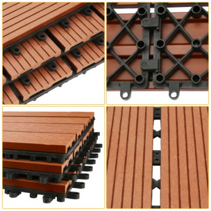 Noka - Pavimento da Esterno con Clip 90x30 cm 6 Piastrelle 1,62 m2 per Giardino Patio Terrazza in WPC OAK