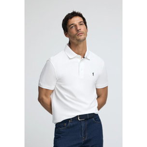 Polo blanco slim de piqué con logo bordado Rigby Go