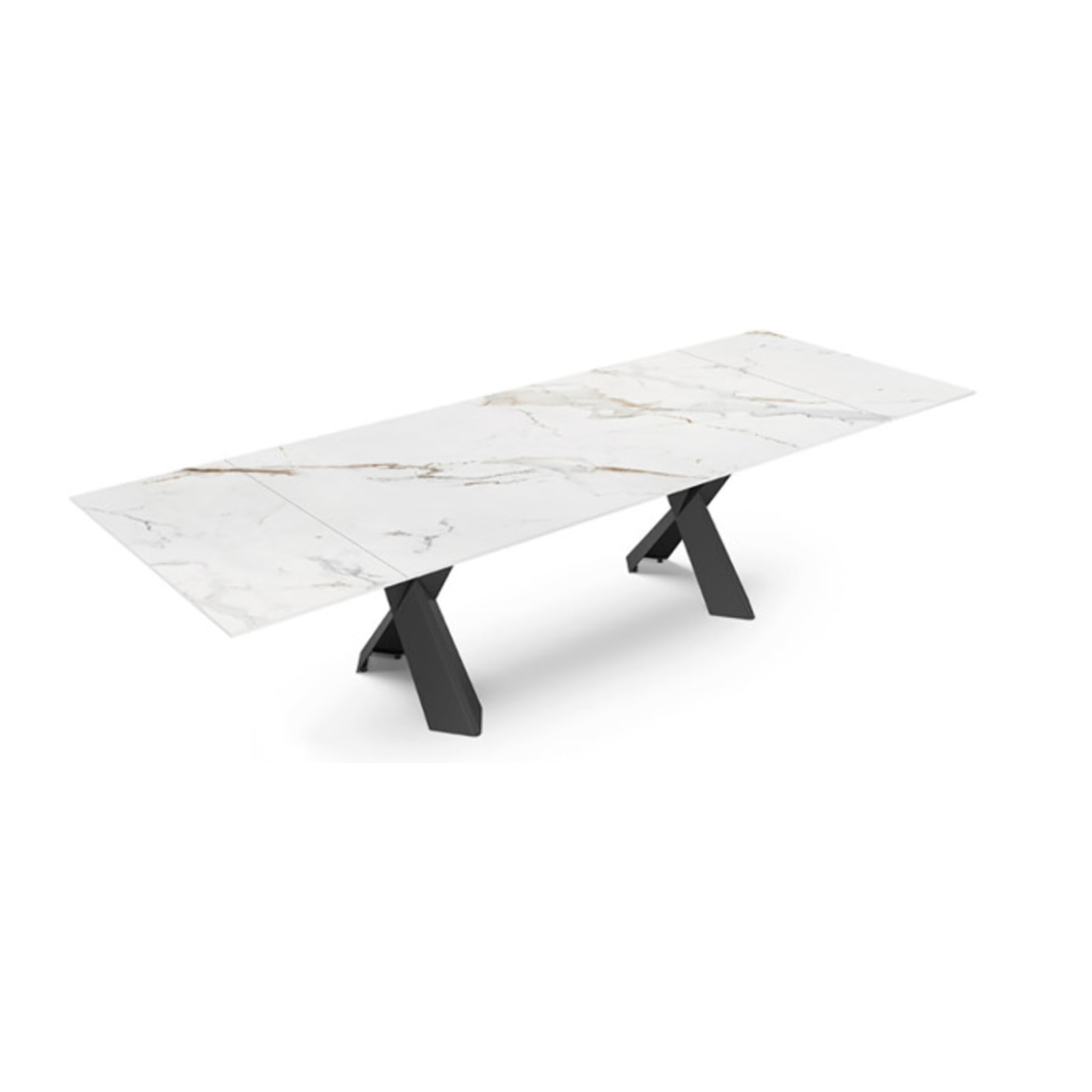 Table à manger extensible 200/300cm céramique blanc effet marbré - NYLA