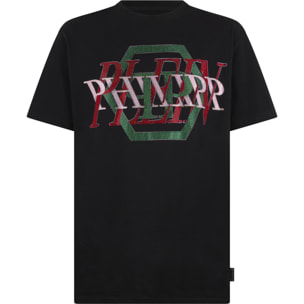 PHILIPP PLEIN Round Neck T-Shirt Logo Hexagon Stones