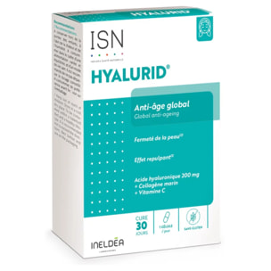 ISN - Hyalurid® - Action anti-âge globale - Préserve la beauté et la jeunesse de la peau - Fermeté & élasticité - Effet repulpant - Acide Hyaluronique, Collagène marin, Vitamine C - Cure 30 jours