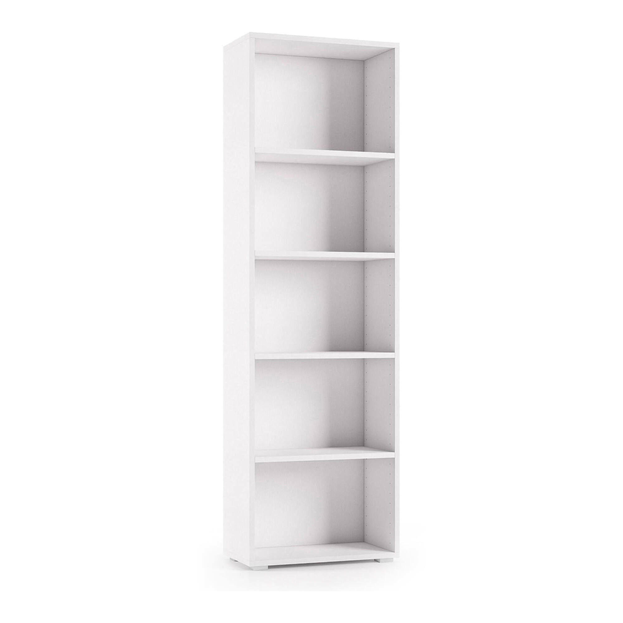 Libreria Girasole, Biblioteca a 4 ripiani regolabili, Scaffale per libri, Mobile da parete con ripiani, 100% Made in Italy, Cm 60x30h195, Bianco