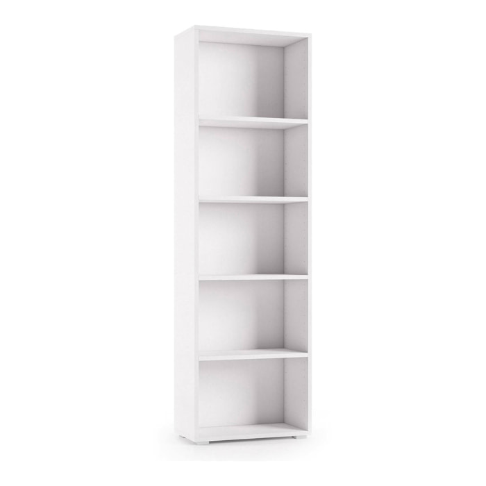 Libreria Girasole, Biblioteca a 4 ripiani regolabili, Scaffale per libri, Mobile da parete con ripiani, 100% Made in Italy, Cm 60x30h195, Bianco