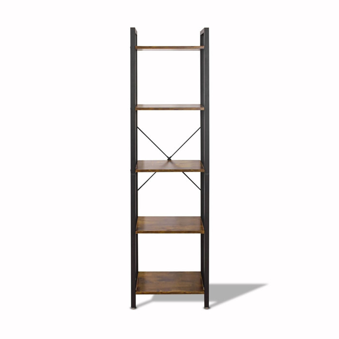 Wabi - Libreria scaffale a 5 ripiani in stile industriale, 40x30xH154 cm