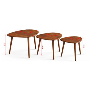 ELENA Set de 3 tables gigognes design effet noyer