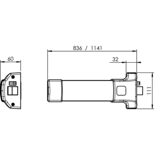 Fermeture anti-panique JPM Push bar 90+ - 1 point latéral - 1141 mm - Argent - PJ1100-08-0A