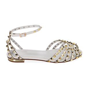 Ballerine borchiate bianche
