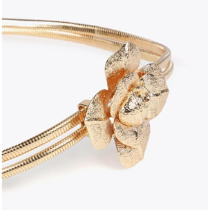 Cintura elasticizzata in metallo con fiore